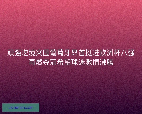 顽强逆境突围葡萄牙昂首挺进欧洲杯八强再燃夺冠希望球迷激情沸腾